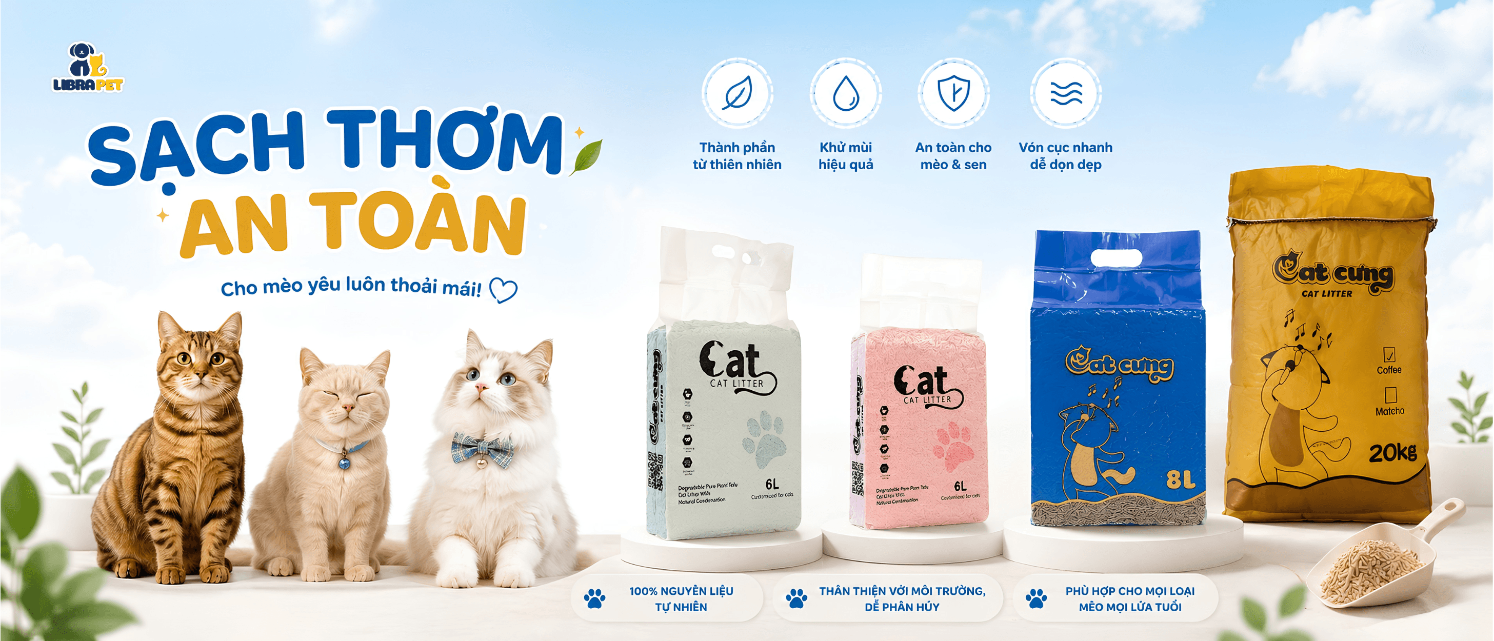 Cát Mèo Tự Nhiên – Khử Mùi Cực Đỉnh